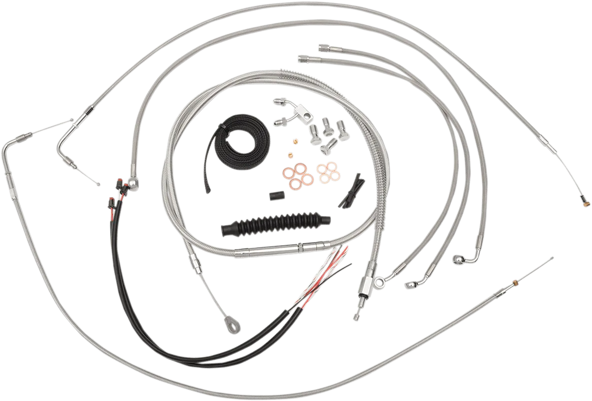 LA Choppers LA-8150KT2-16 Complete Handlebar Cable/Brake & Clutch Line/Wire Kit - Stainless Braided