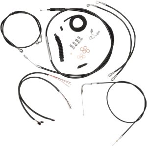 LA Choppers LA-8150KT2-19B Complete Handlebar Cable and Brake Line Kit - Black Vinyl/Stainless