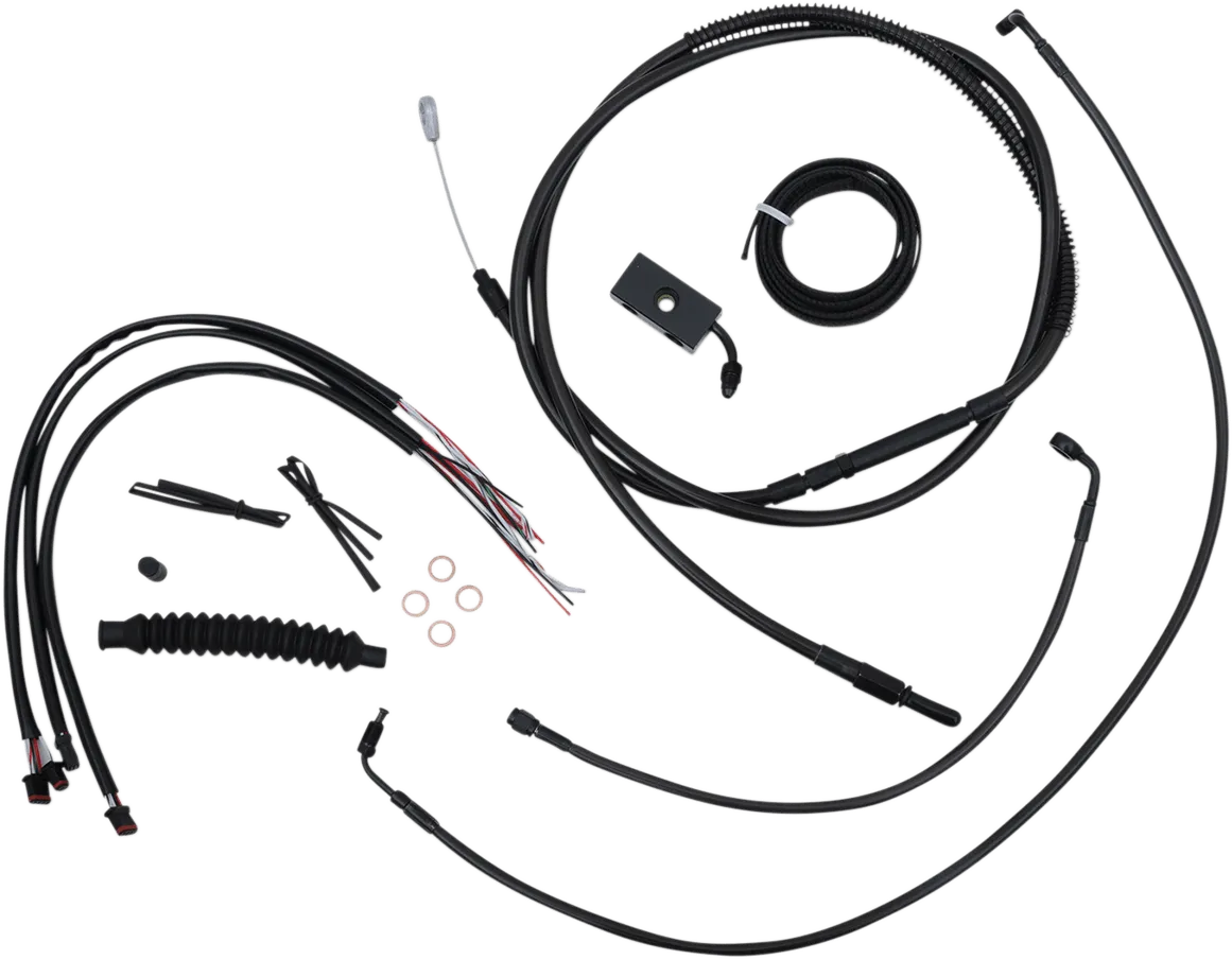LA Choppers LA-8152KT2-19M Complete Handlebar Cable/Brake & Clutch Line/Wire Kit - Midnight