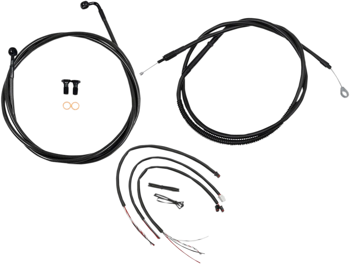 LA Choppers LA-8153KT2-13M Complete Handlebar Cable/Brake & Clutch Line/Wire Kit - Midnight Braided
