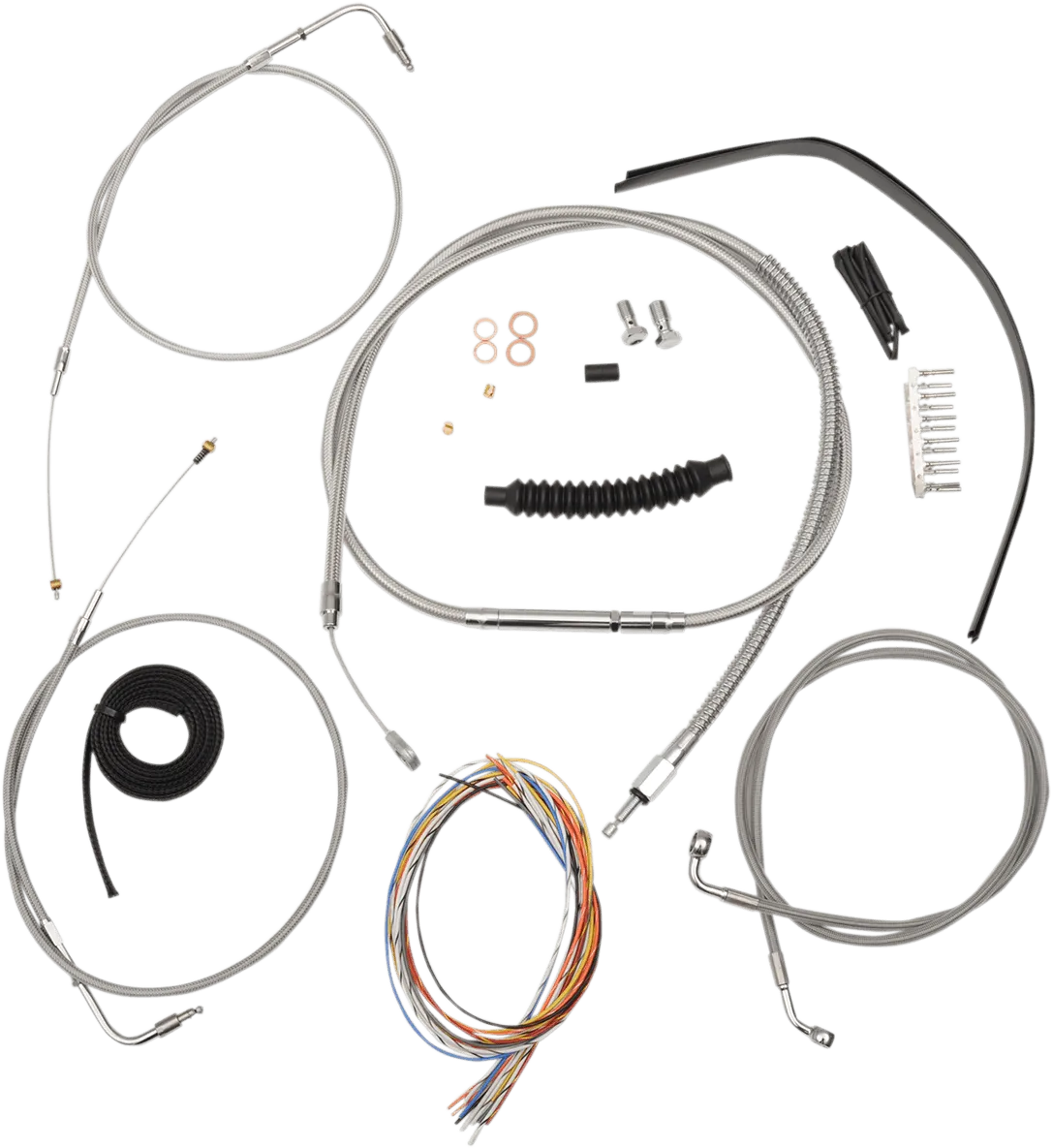 LA Choppers LA-8220KT2-13 Complete Handlebar Cable/Brake & Clutch Line/Wire Kit - Stainless Braided
