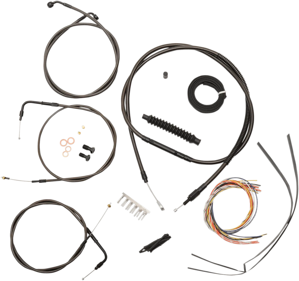LA Choppers LA-8230KT2-13M Complete Handlebar Cable/Brake & Clutch Line/Wire Kit - Midnight Black