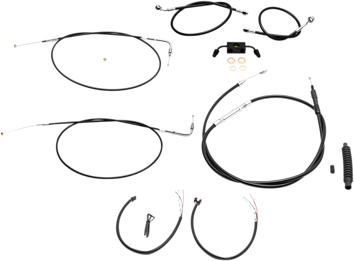 LA Choppers LA-8231KT2-19B Complete Handlebar Cable/Brake & Clutch Line/Wire Kit - Black Vinyl/Stainless