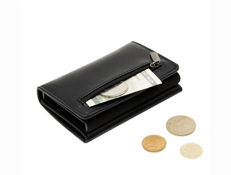 La Enviro Leura Black Minamalist Vegan Leather Coin Pocket Wallet