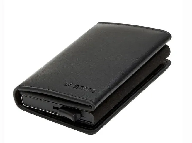 La Enviro Leura Black Minamalist Vegan Leather Coin Pocket Wallet