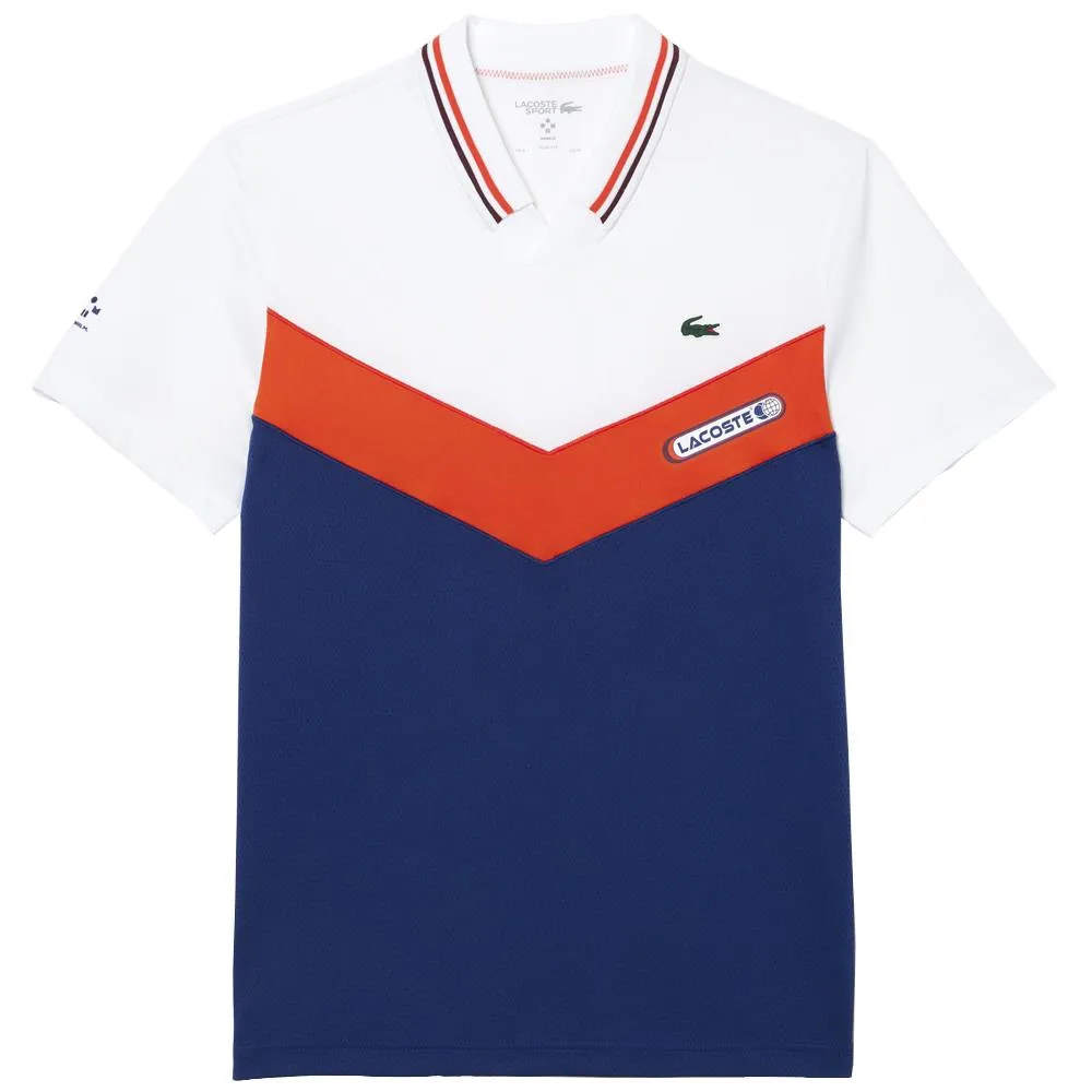 Lacoste Men's Medvedev Seamless Slimfit Polo - White/Navy Blue