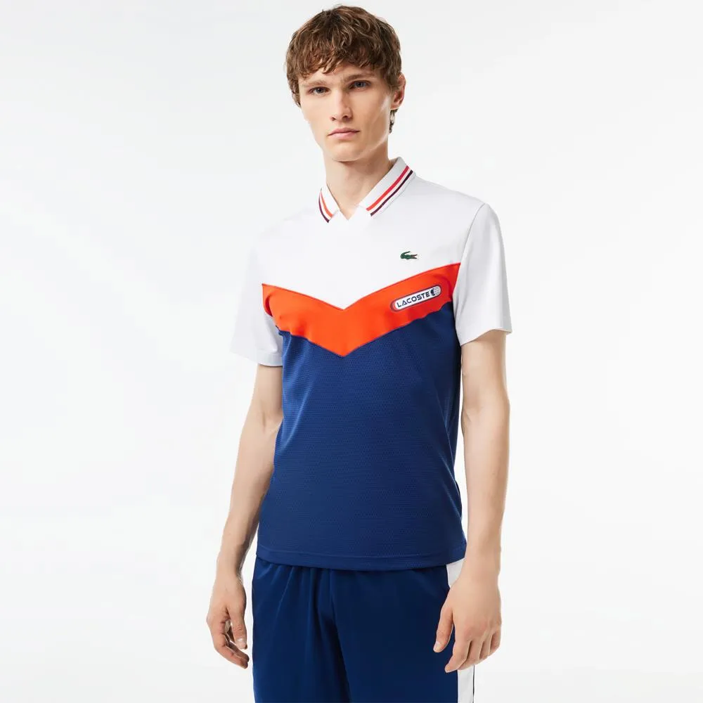 Lacoste Men's Medvedev Seamless Slimfit Polo - White/Navy Blue