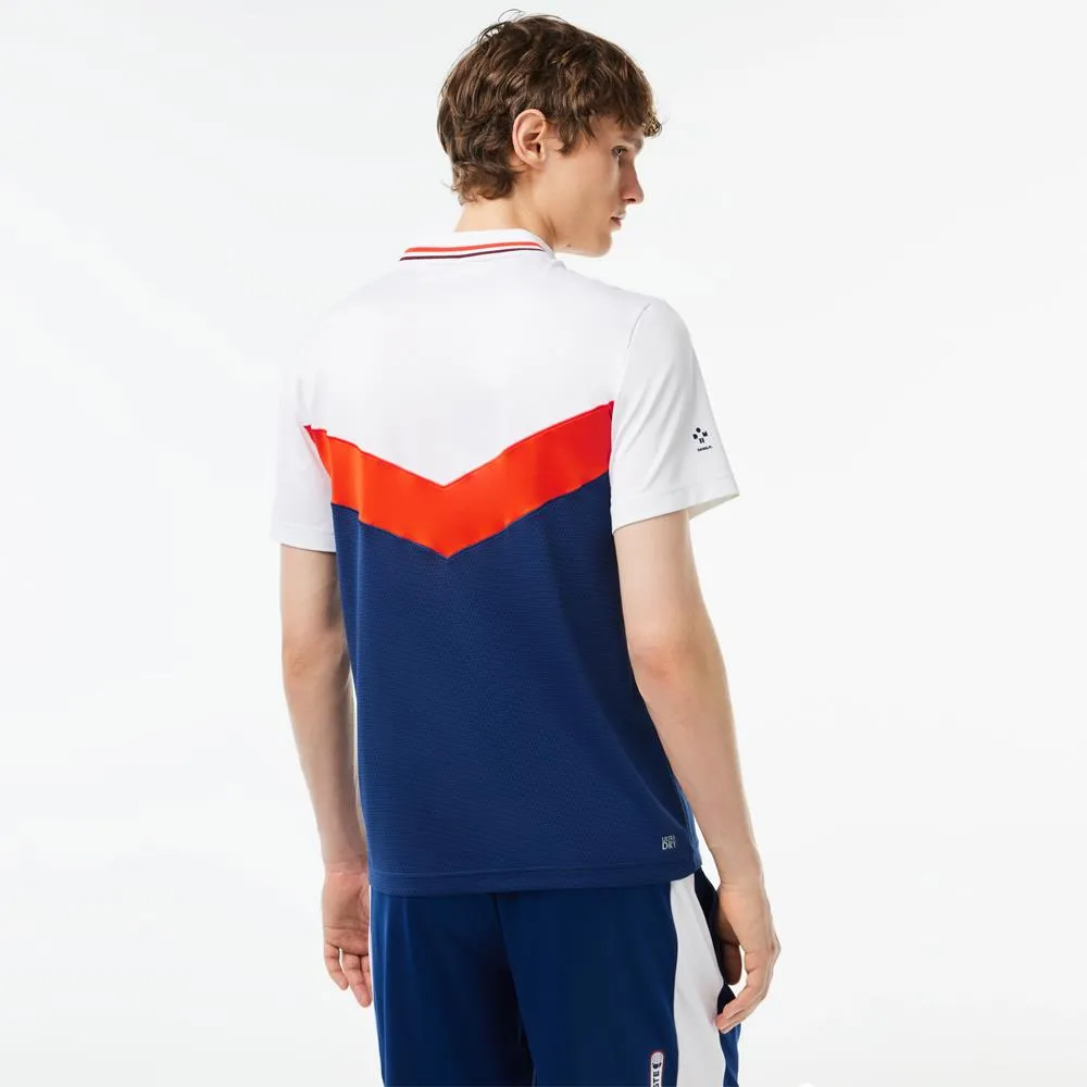 Lacoste Men's Medvedev Seamless Slimfit Polo - White/Navy Blue