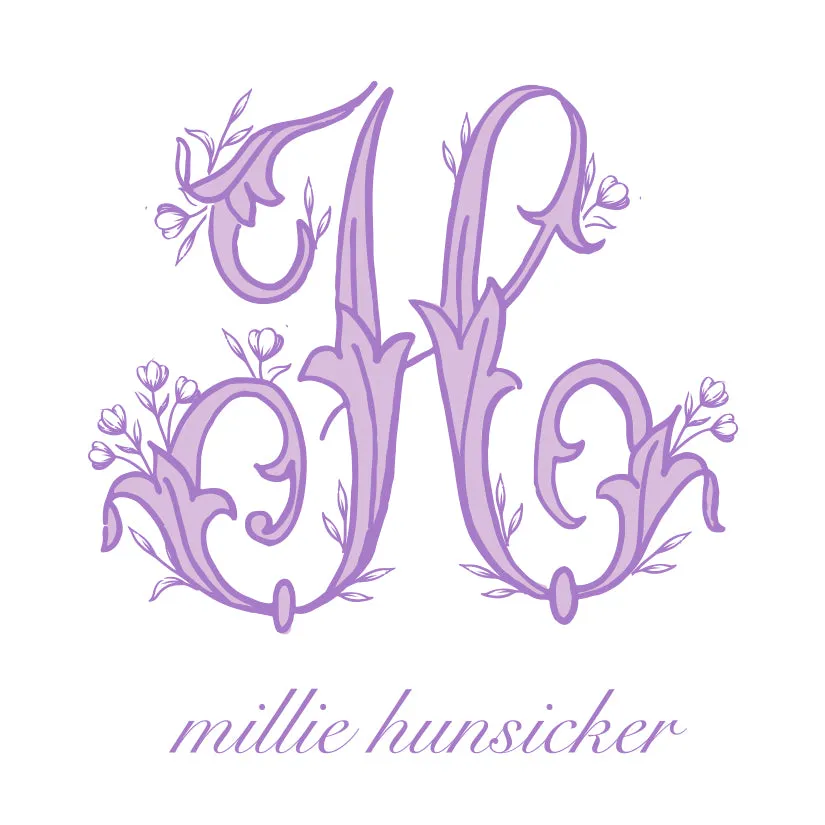 Lavender Floral Monogram Bag Tag