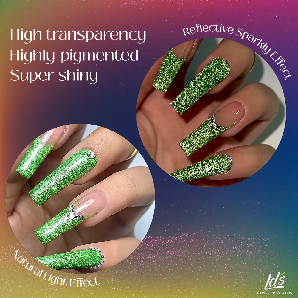 LDS 1 Mila Green - Gel Polish 0.5 oz - Reflective Glitter Cat Eyes