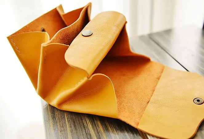 Leather Accordion Yellow Women Wallet HANDMADE PERSONALIZED Wallet