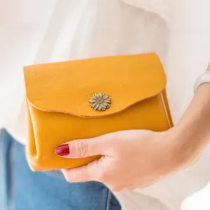 Leather Accordion Yellow Women Wallet HANDMADE PERSONALIZED Wallet