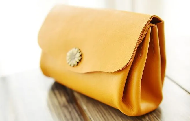 Leather Accordion Yellow Women Wallet HANDMADE PERSONALIZED Wallet