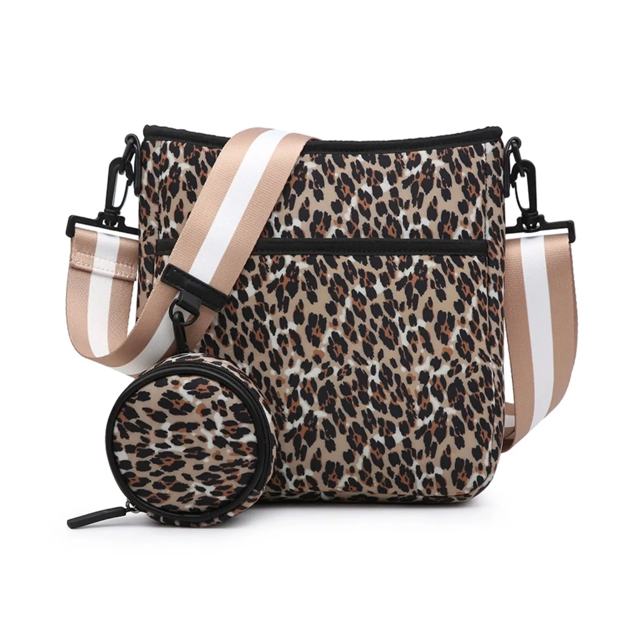 Leopard/Stripe Neoprene Crossbody