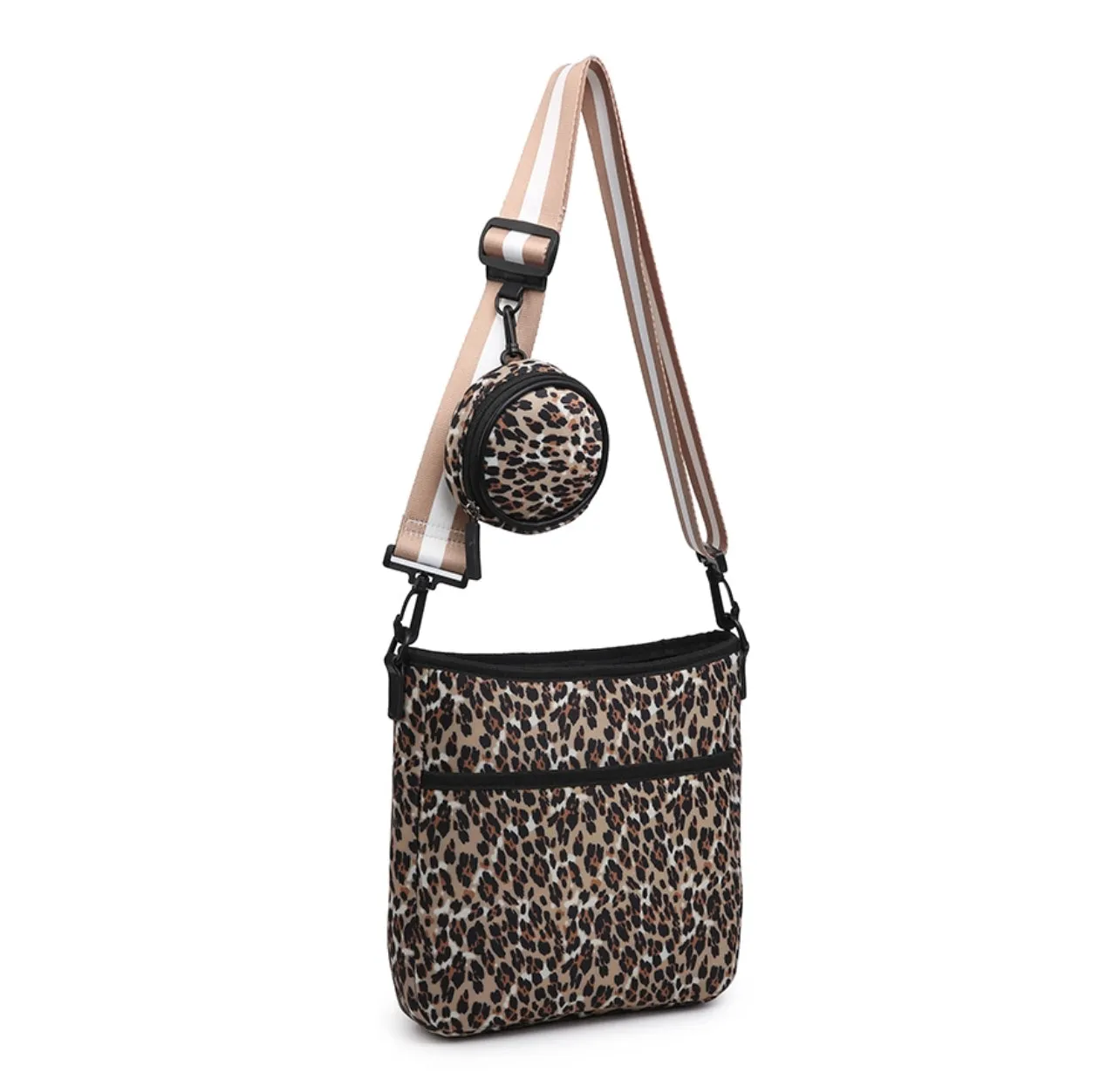 Leopard/Stripe Neoprene Crossbody