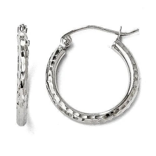 Leslie's Diamond-Cut 14K White Gold 17mm Hoop Earrings