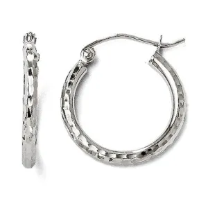 Leslie's Diamond-Cut 14K White Gold 17mm Hoop Earrings