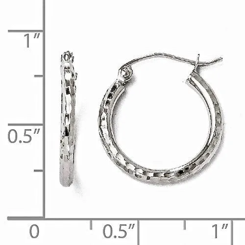 Leslie's Diamond-Cut 14K White Gold 17mm Hoop Earrings