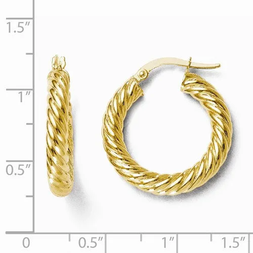 Leslie's Polished Twist 14K Yellow Gold 23mm Hoop Earrings