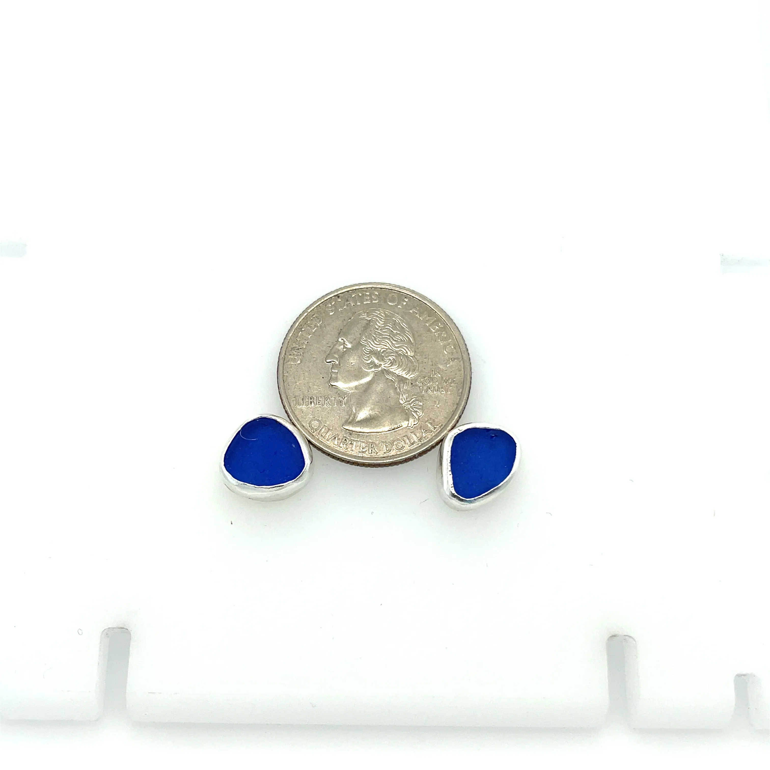 Light Cobalt Blue Sea Glass Studs-2