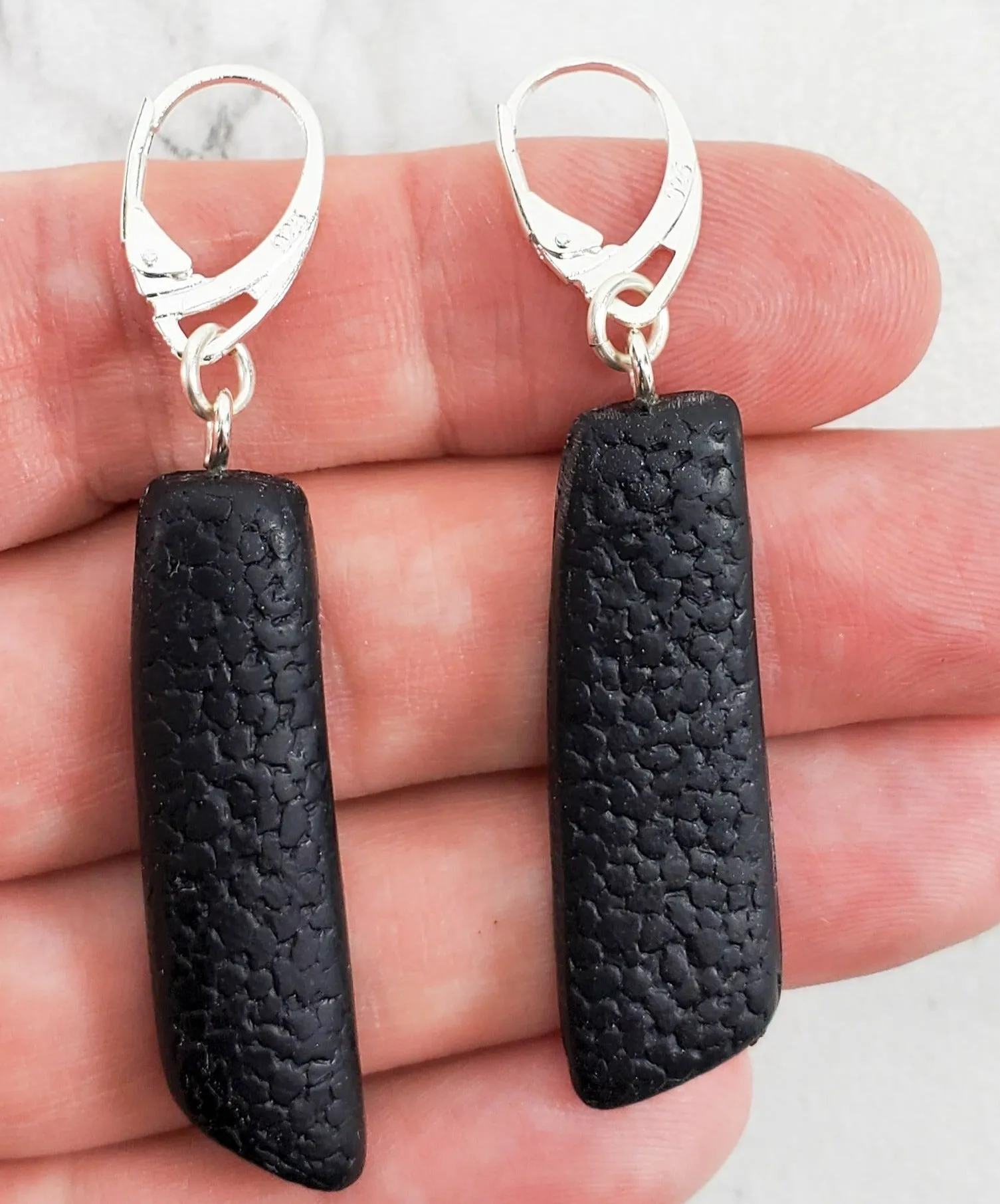Long Strip Dangle Earring - Black