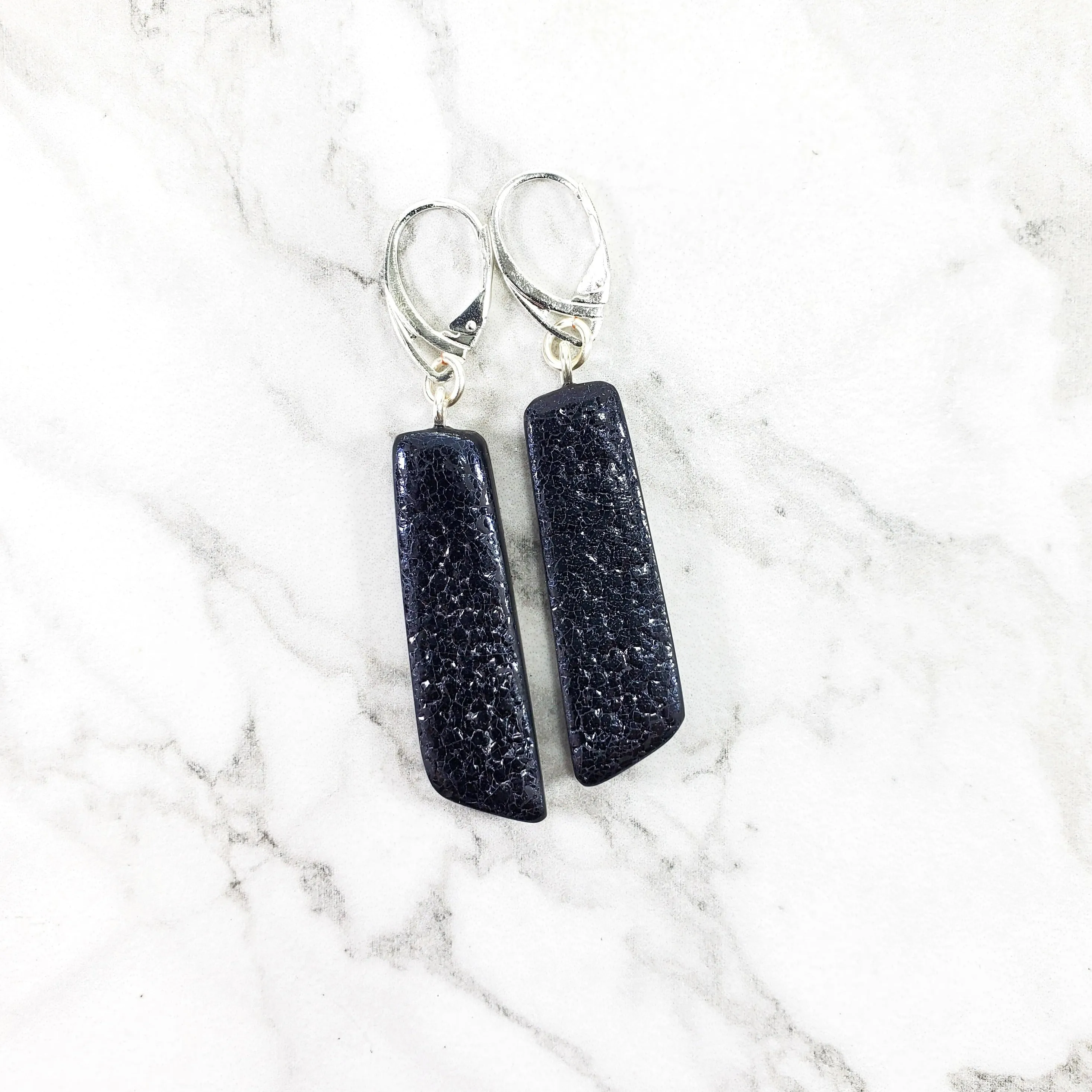 Long Strip Dangle Earring - Black