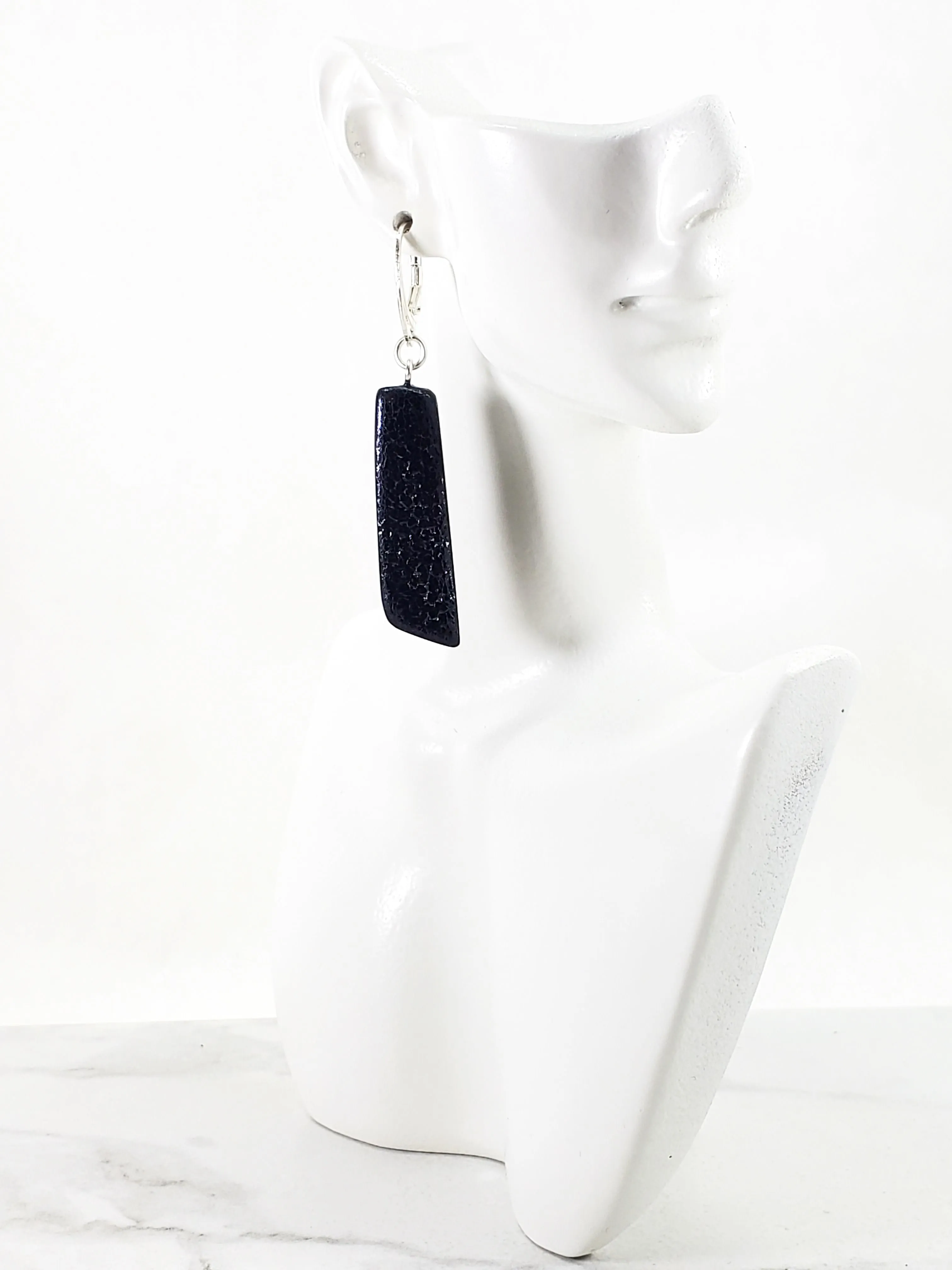 Long Strip Dangle Earring - Black