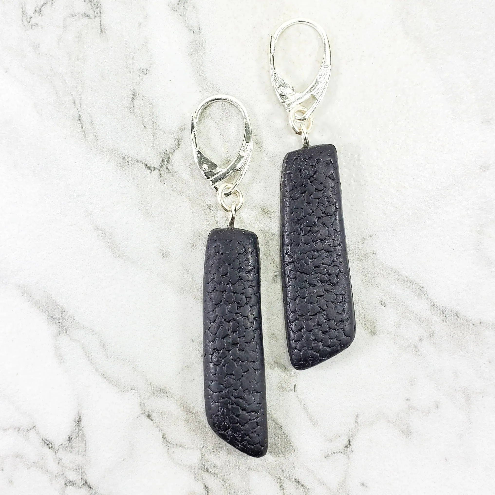 Long Strip Dangle Earring - Black