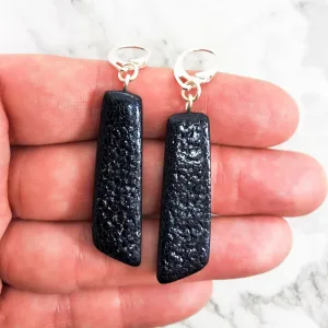 Long Strip Dangle Earring - Black