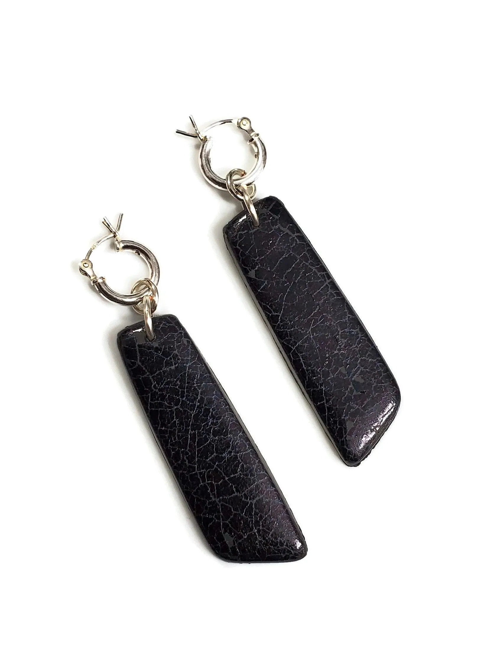 Long Strip Dangle Earring - Black