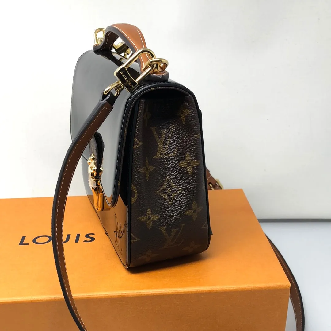 Louis Vuitton Black Vernis Leather And Monogram Canvas Cherrywood BB Bag