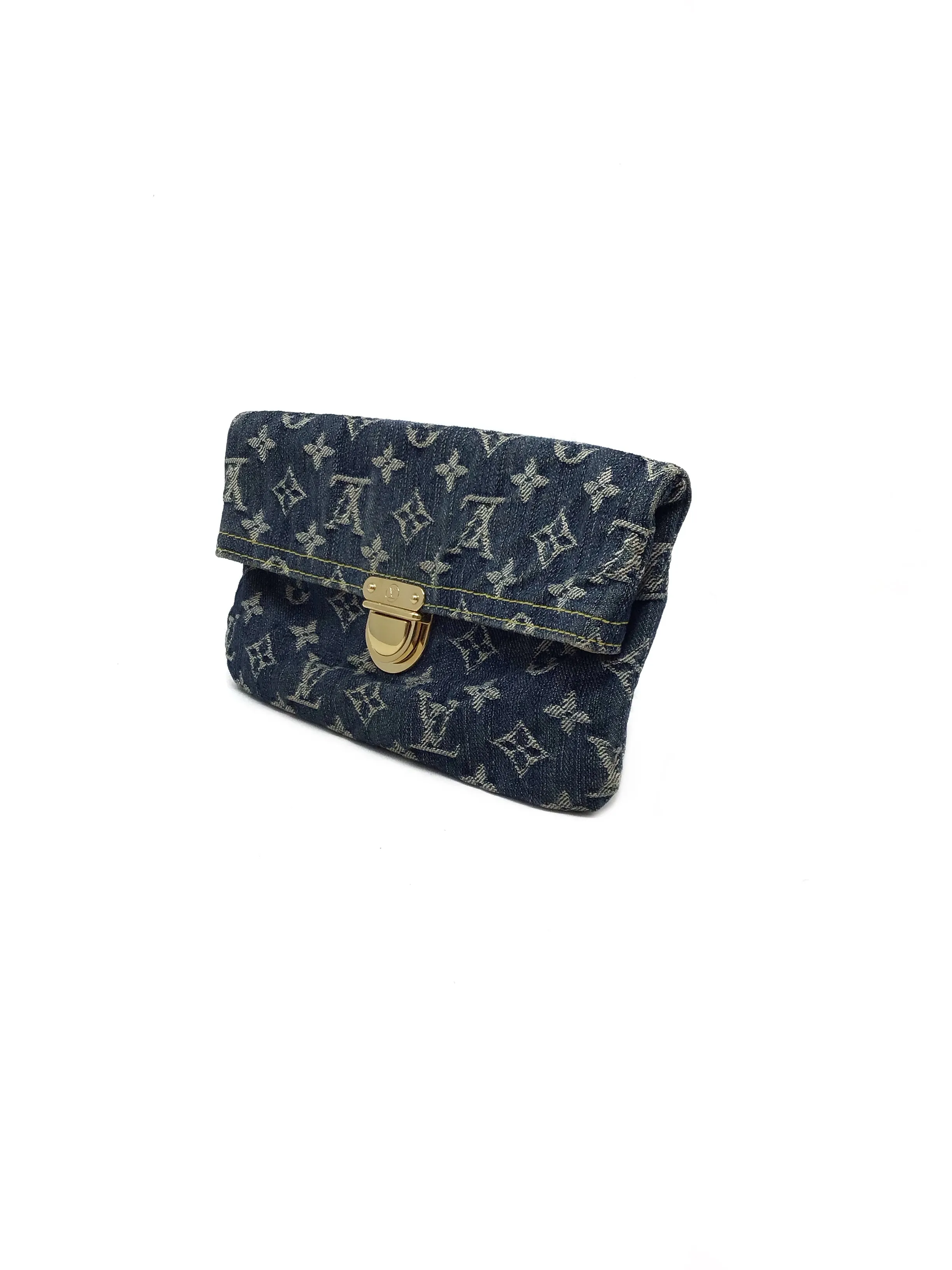 Louis Vuitton Blue '07 Monogram Denim Pochette Plat Clutch