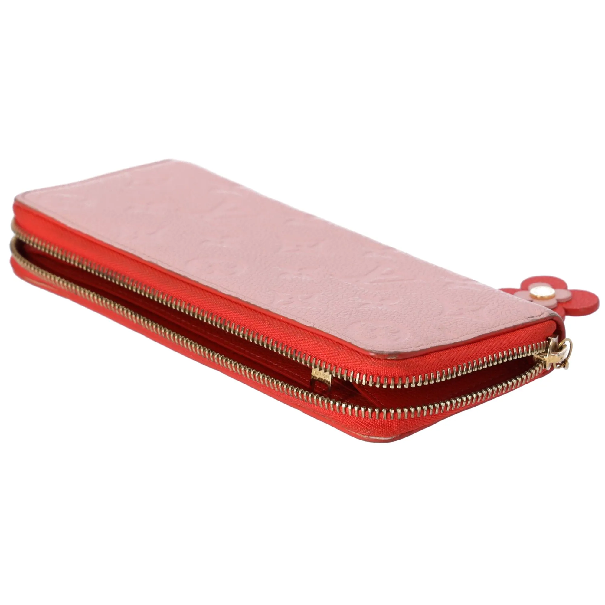 Louis Vuitton Clemence Monogram Empreinte Long Wallet M64161 Rose Poudre Flower