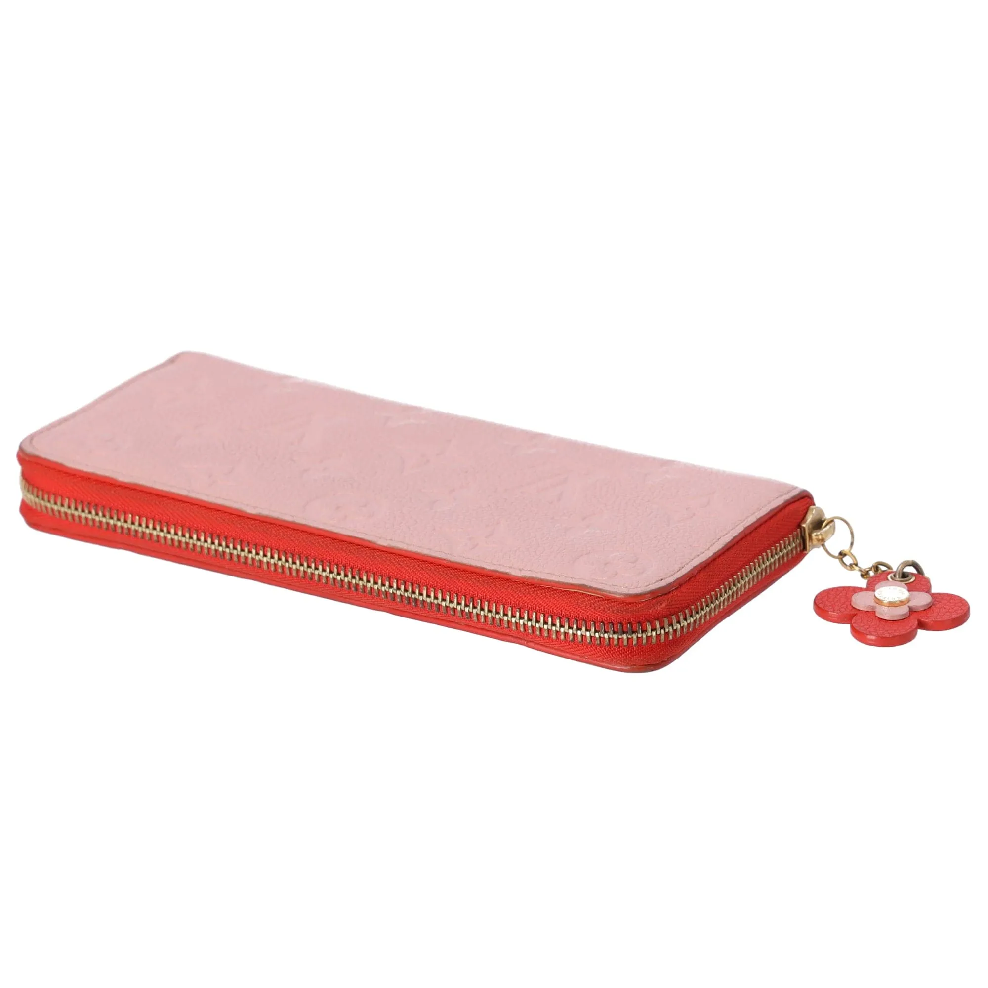 Louis Vuitton Clemence Monogram Empreinte Long Wallet M64161 Rose Poudre Flower
