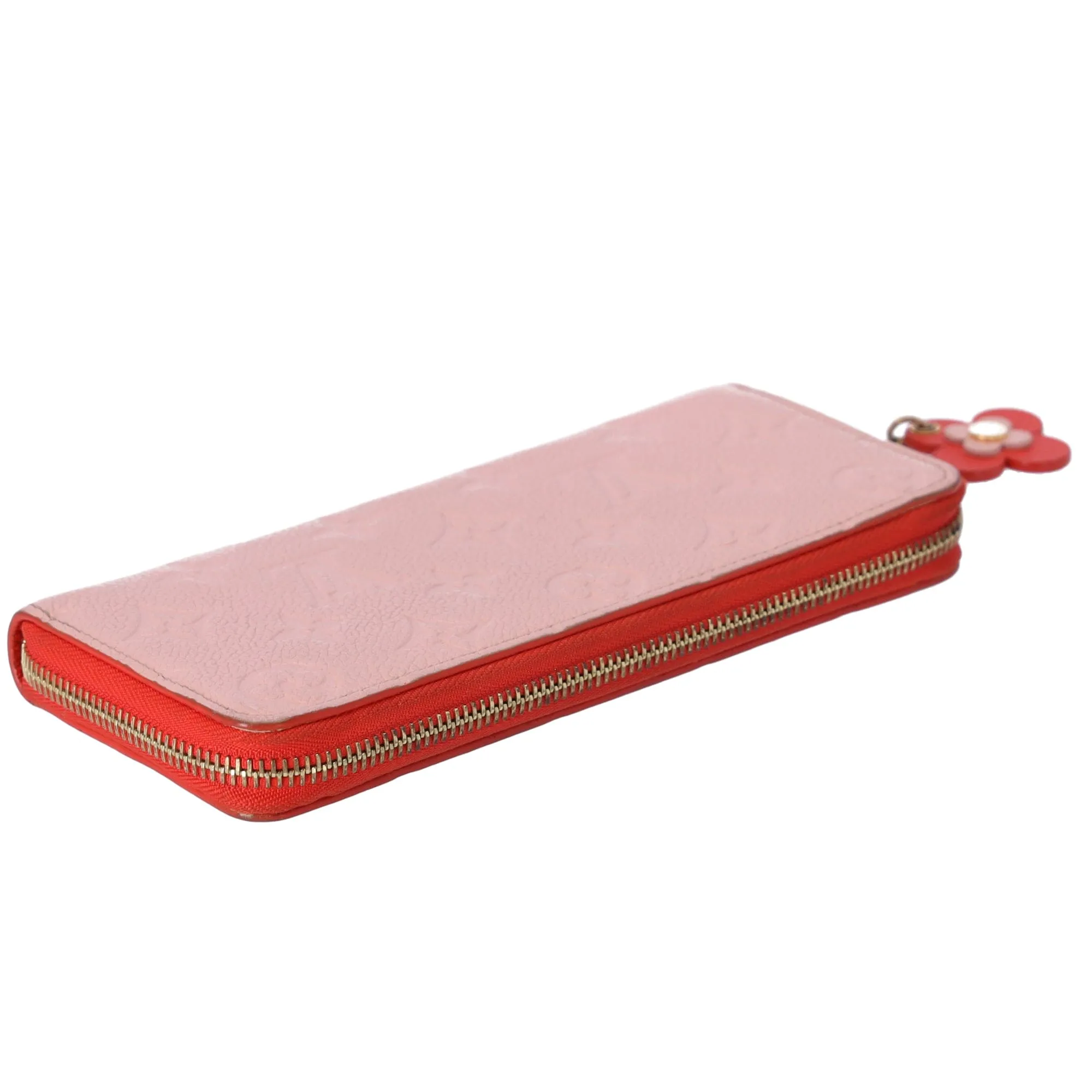 Louis Vuitton Clemence Monogram Empreinte Long Wallet M64161 Rose Poudre Flower