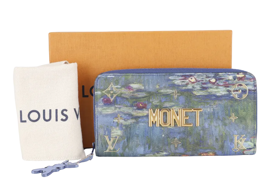 LOUIS VUITTON COLLECTION MONET LONG WALLET WITH DUST COVER AND BOX