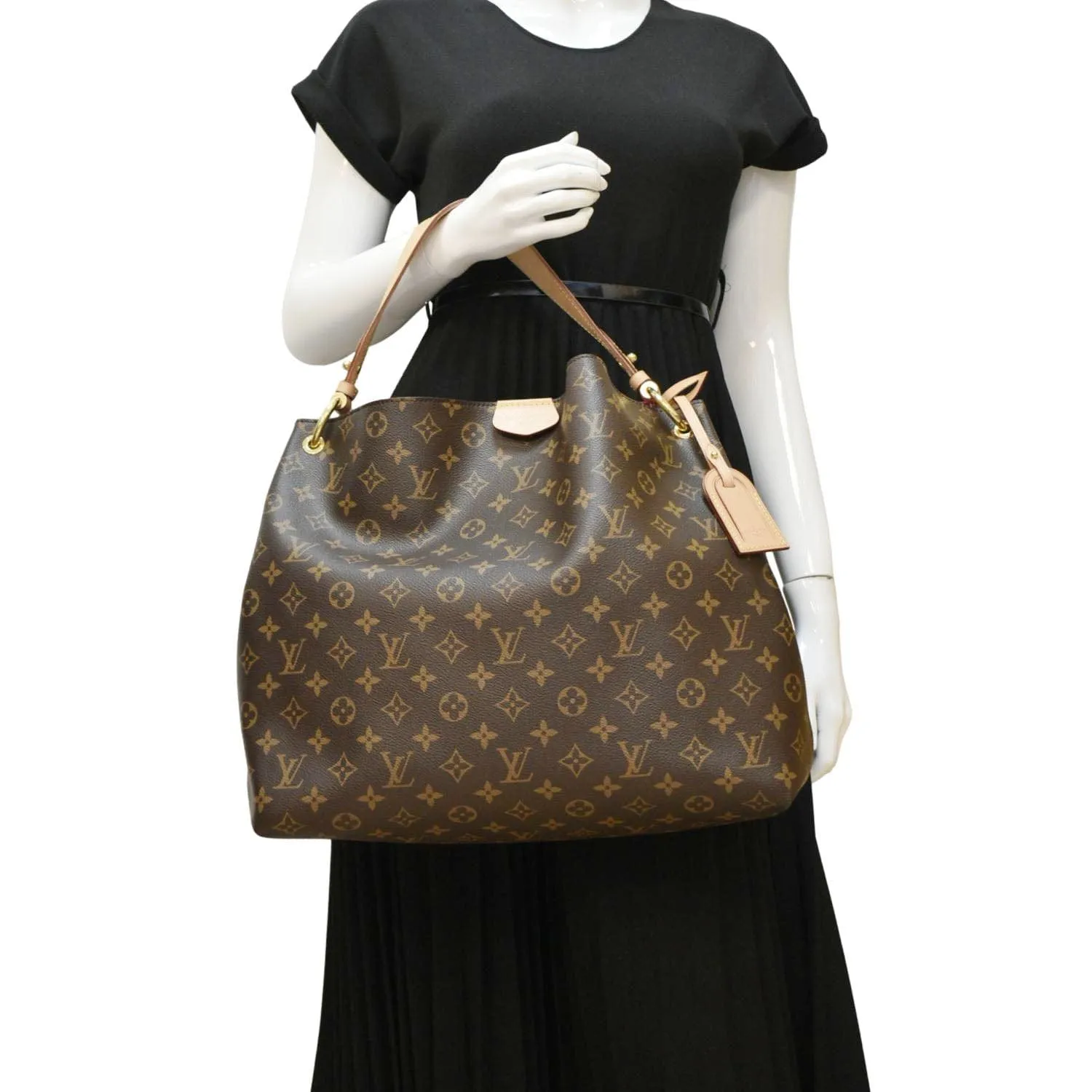 LOUIS VUITTON Graceful MM Monogram Canvas Hobo Shoulder Bag Brown