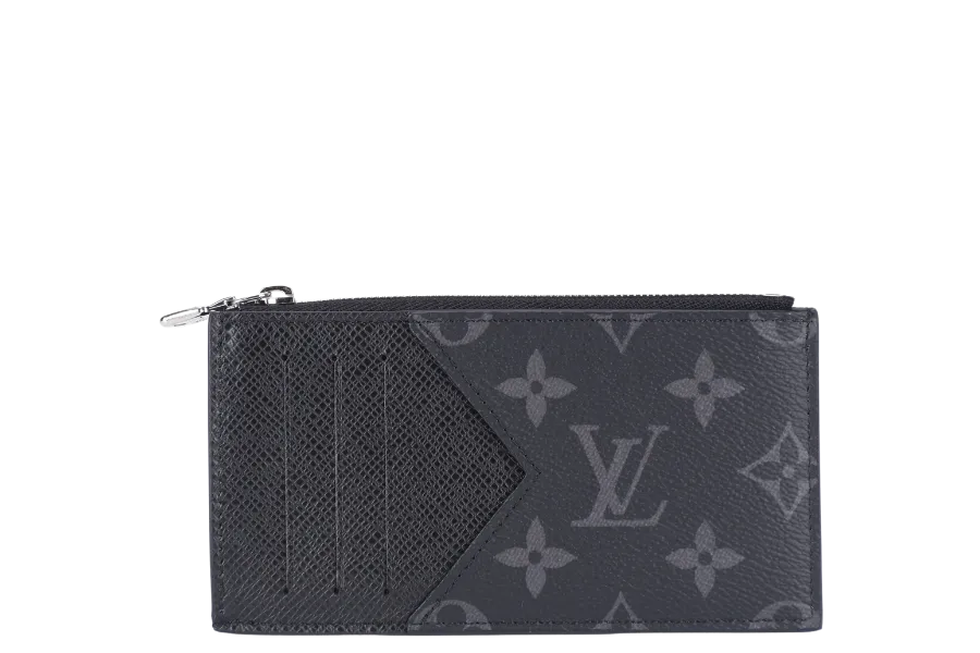 LOUIS VUITTON M30271 COIN CARD HOLDER BLACK TAIGARAMA WITH DUST COVER AND BOX