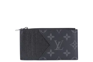 LOUIS VUITTON M30271 COIN CARD HOLDER BLACK TAIGARAMA WITH DUST COVER AND BOX