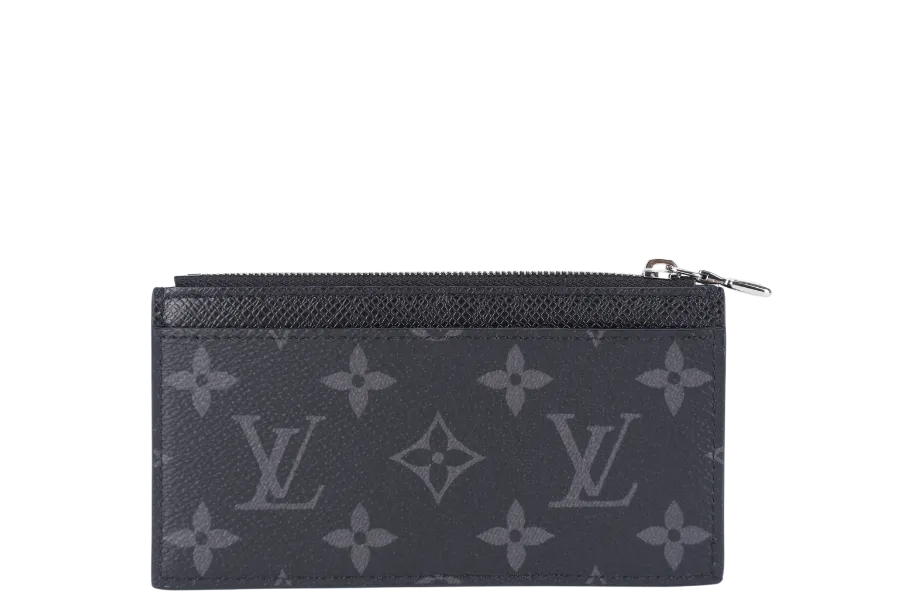 LOUIS VUITTON M30271 COIN CARD HOLDER BLACK TAIGARAMA WITH DUST COVER AND BOX