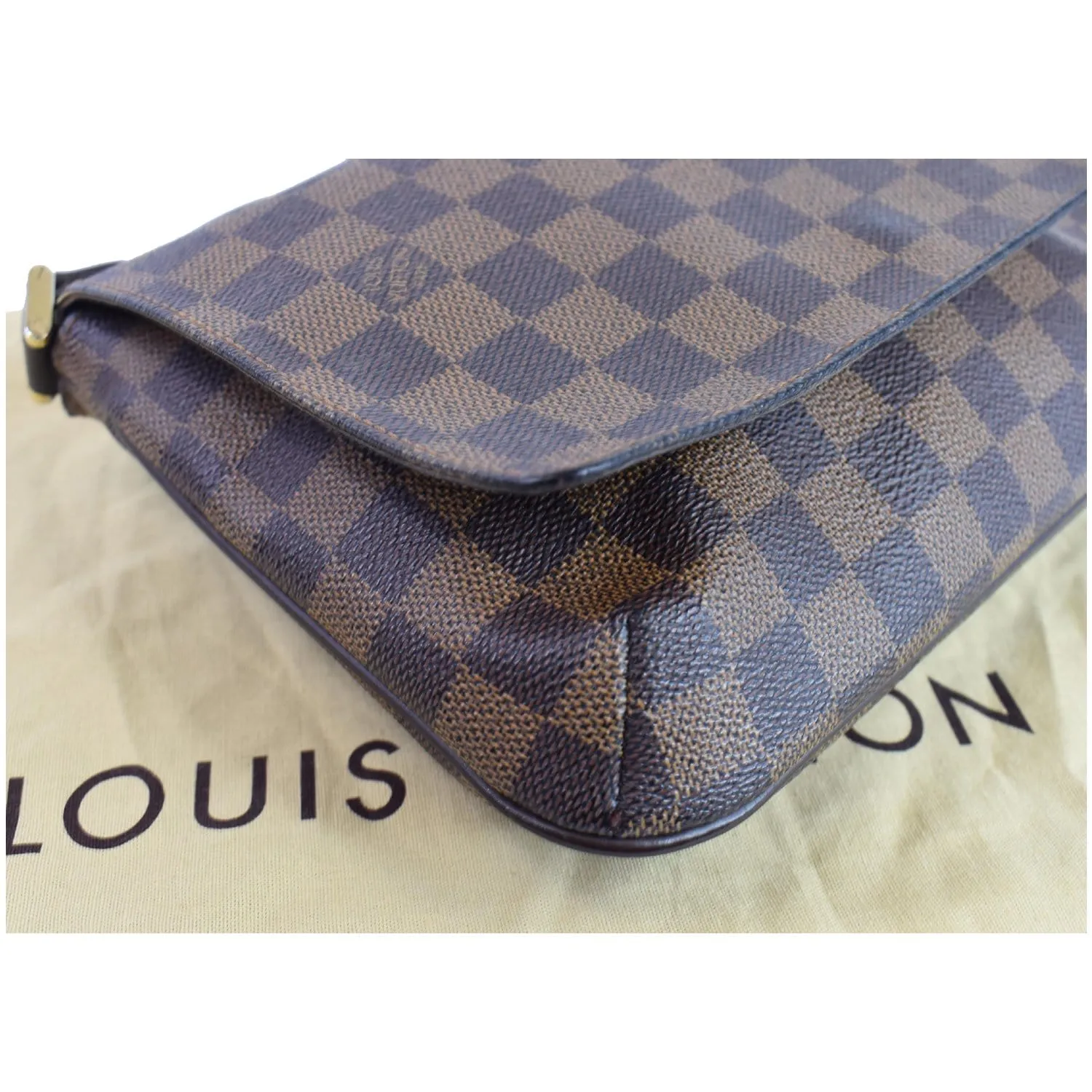 LOUIS VUITTON Musette Tango Damier Ebene Shoulder Bag Brown