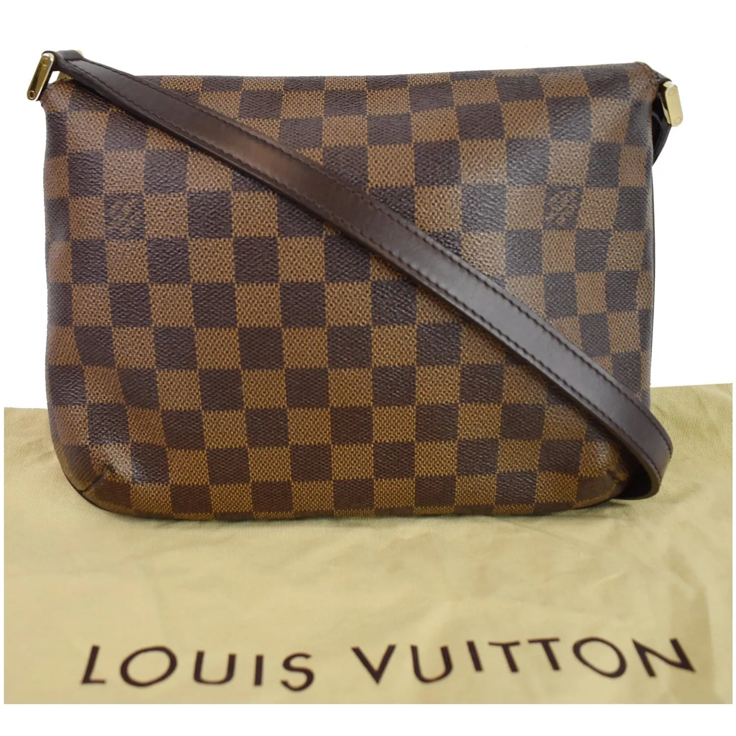 LOUIS VUITTON Musette Tango Damier Ebene Shoulder Bag Brown