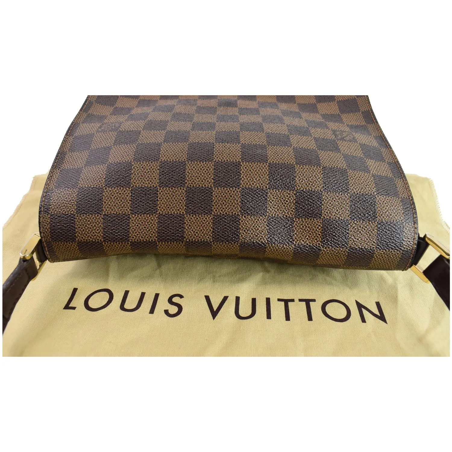LOUIS VUITTON Musette Tango Damier Ebene Shoulder Bag Brown