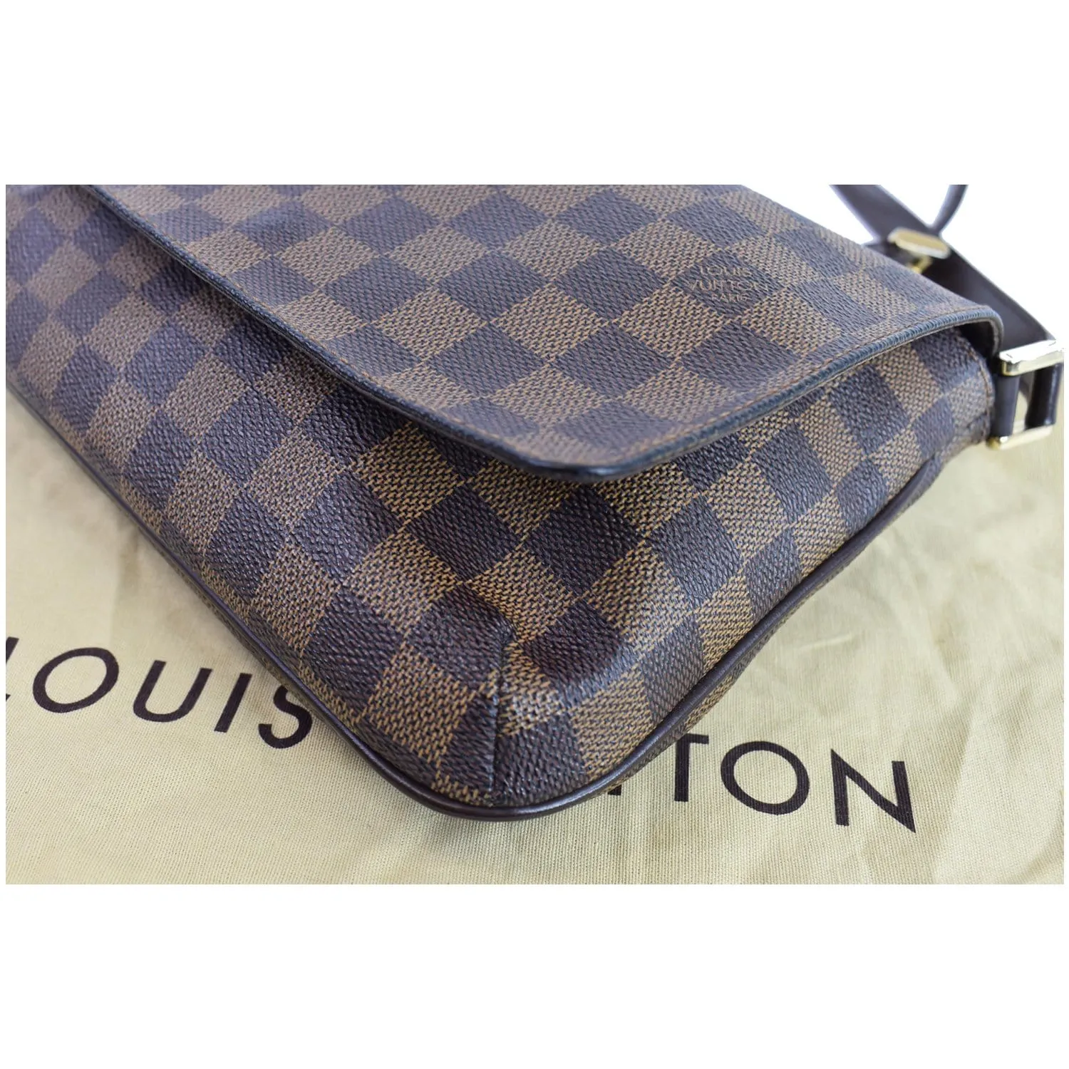 LOUIS VUITTON Musette Tango Damier Ebene Shoulder Bag Brown