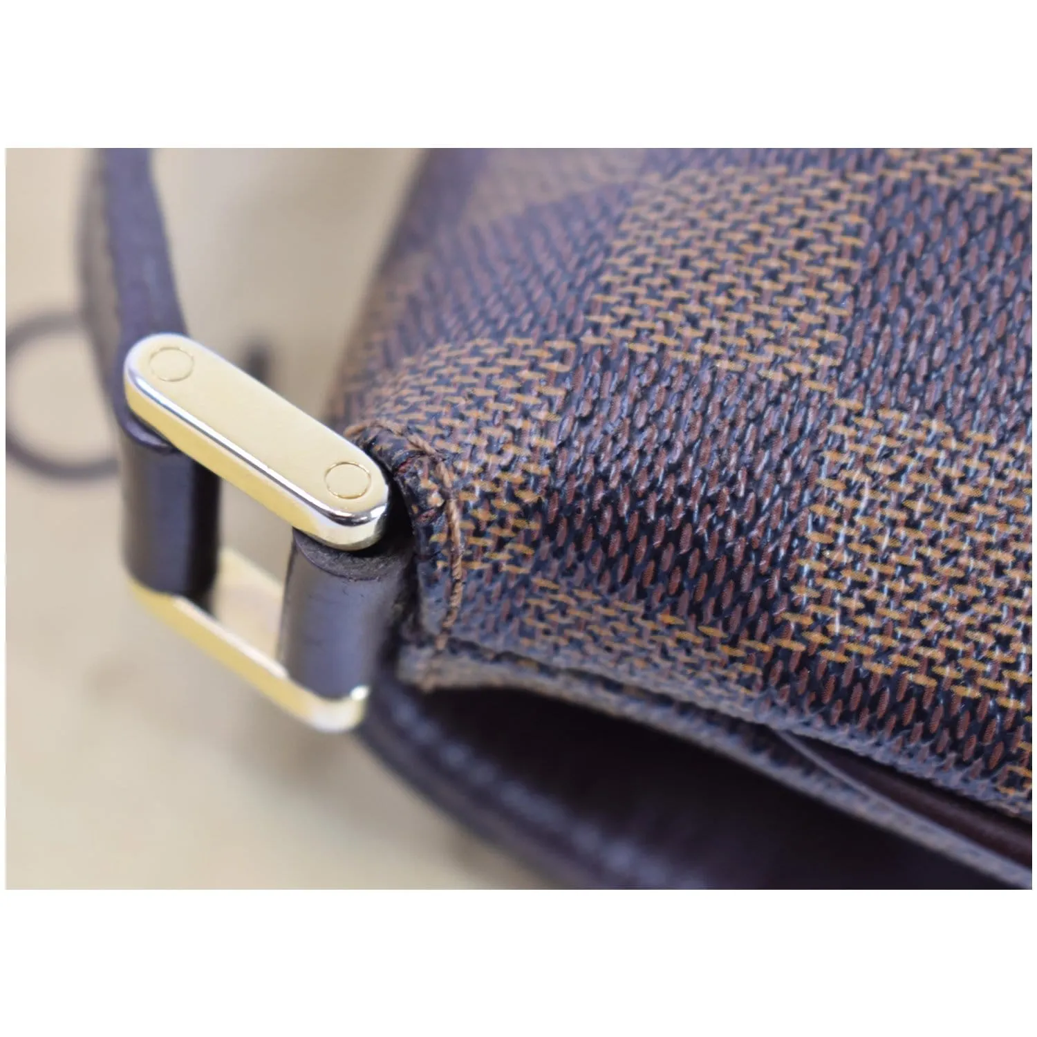 LOUIS VUITTON Musette Tango Damier Ebene Shoulder Bag Brown