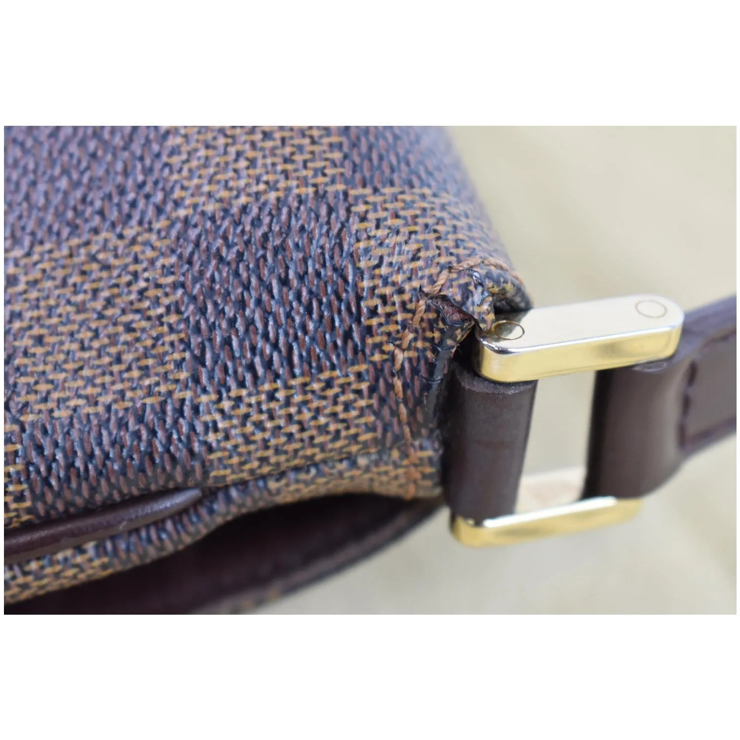 LOUIS VUITTON Musette Tango Damier Ebene Shoulder Bag Brown