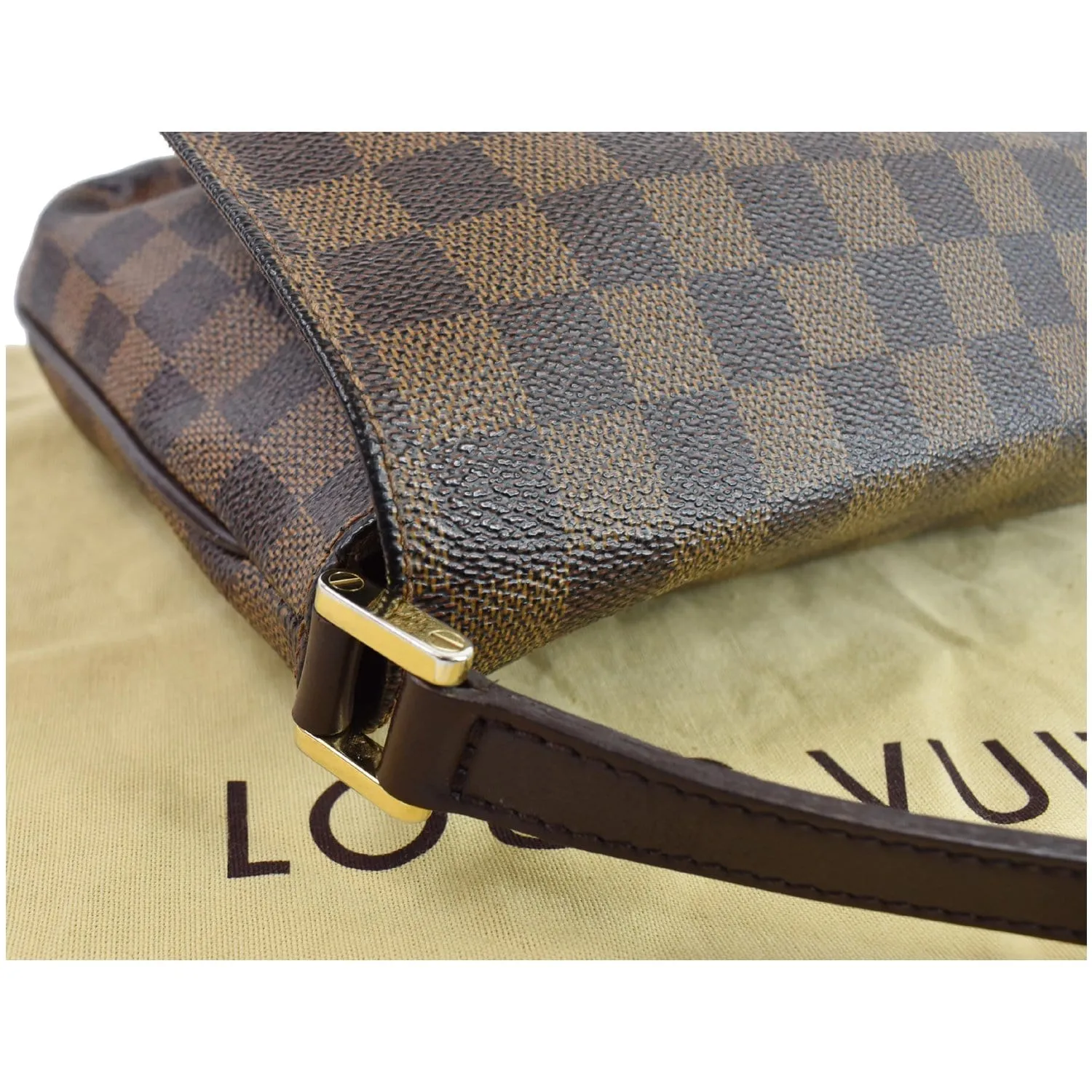 LOUIS VUITTON Musette Tango Damier Ebene Shoulder Bag Brown