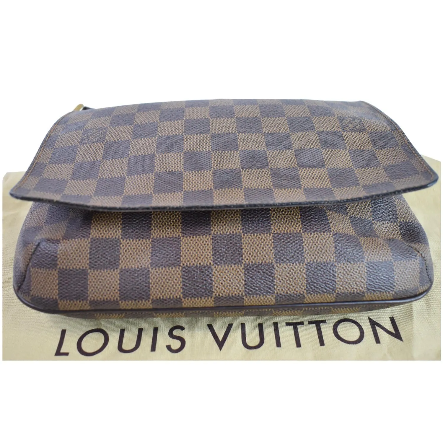 LOUIS VUITTON Musette Tango Damier Ebene Shoulder Bag Brown