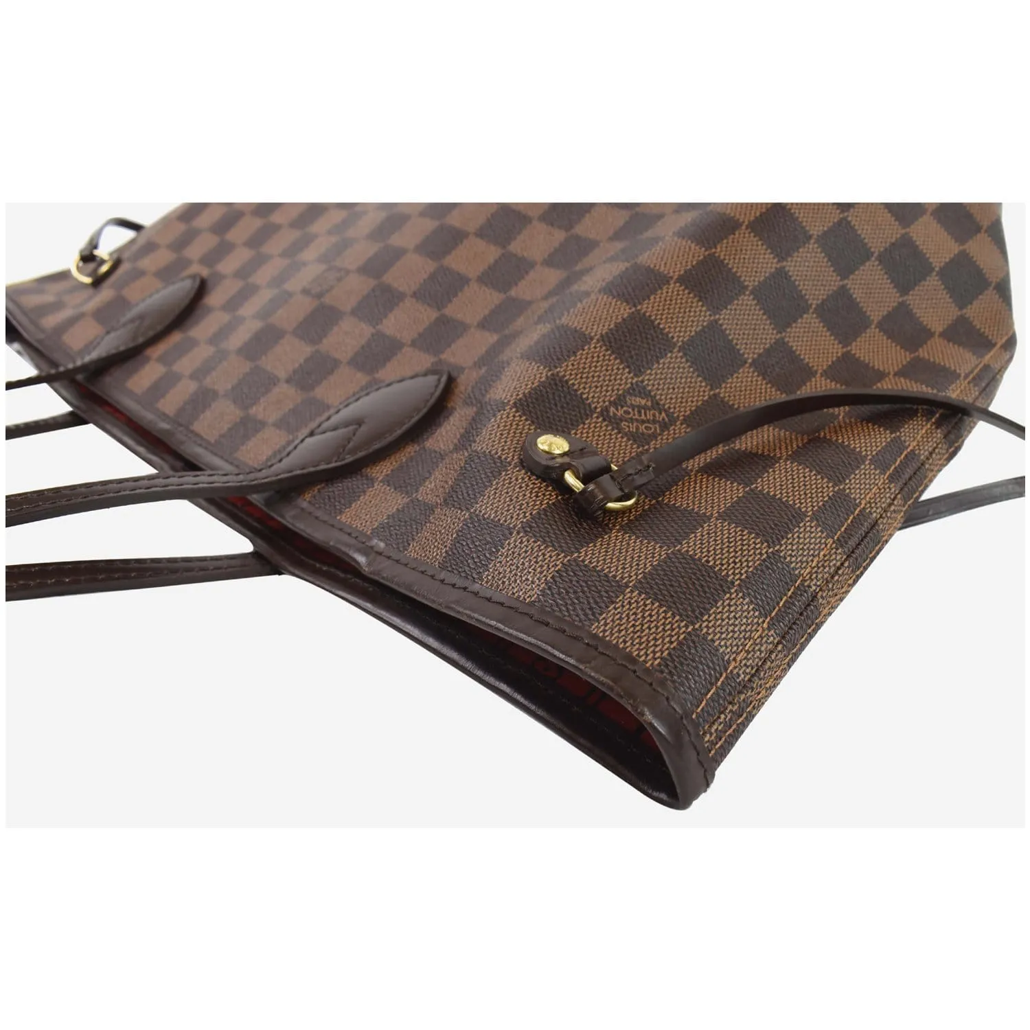 LOUIS VUITTON Neverfull MM Damier Ebene Tote Shoulder Bag Brown