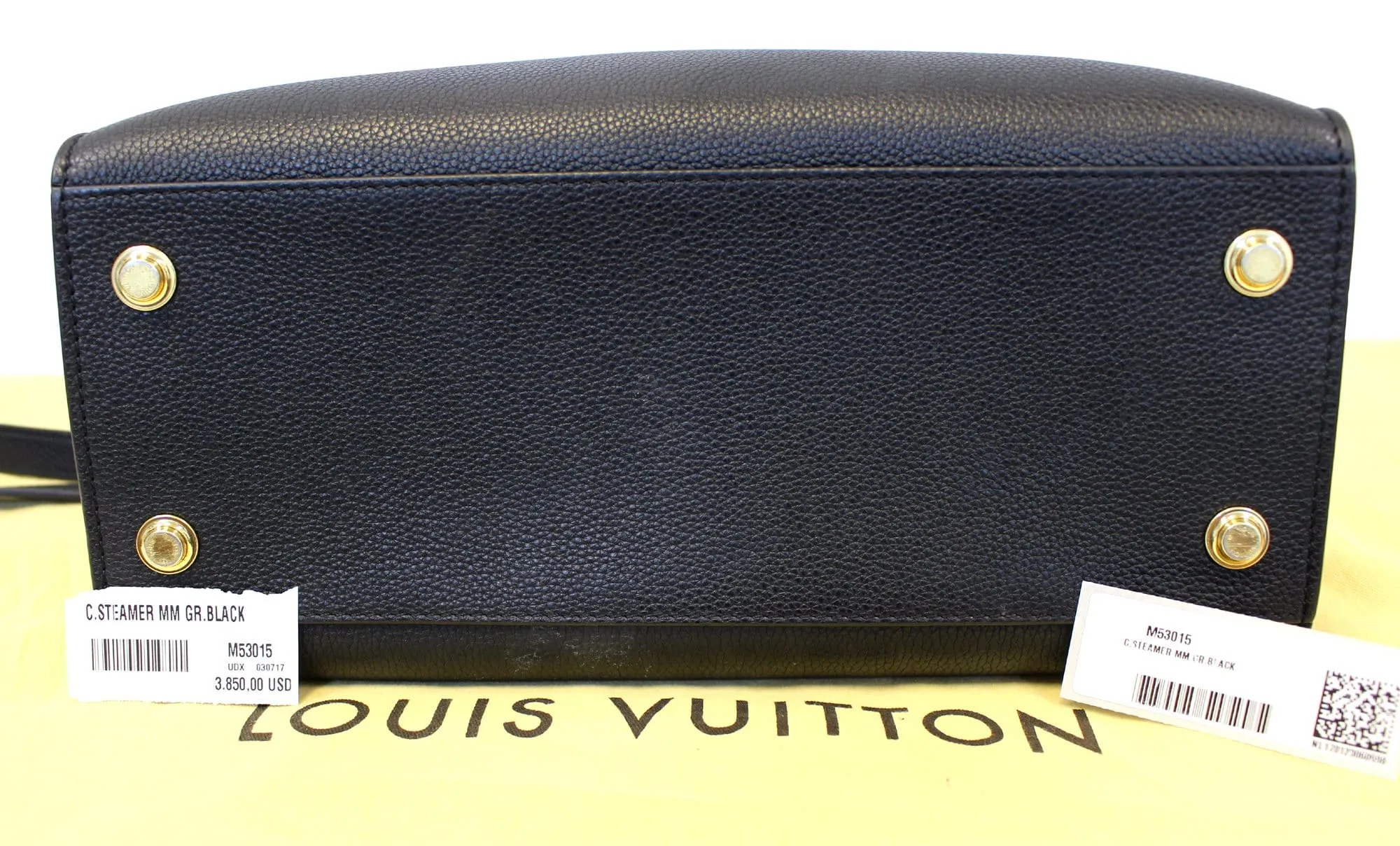 LOUIS VUITTON Noir Black Leather City Steamer MM Shoulder Bag